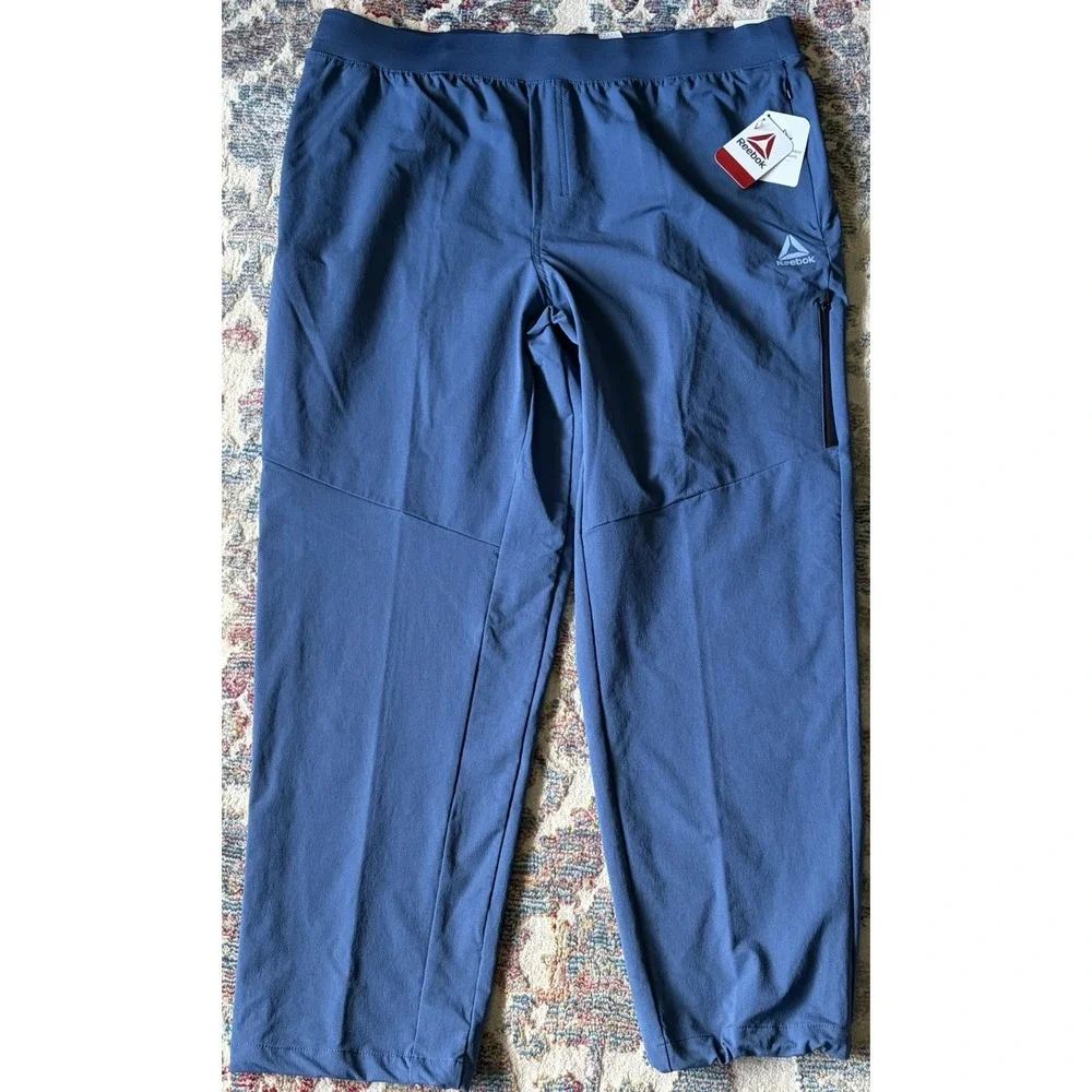 New Reebok Ascent Woven Jogger Pants Dark Denim 2XL Slim Hiking Outdoors Stretch